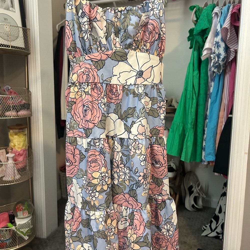 Altar'd State Pink and Blue Floral Dress